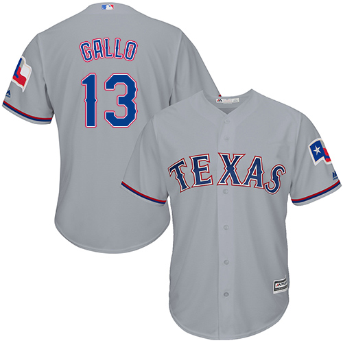 Rangers #13 Joey Gallo Grey Cool Base Stitched Youth MLB Jersey - Click Image to Close